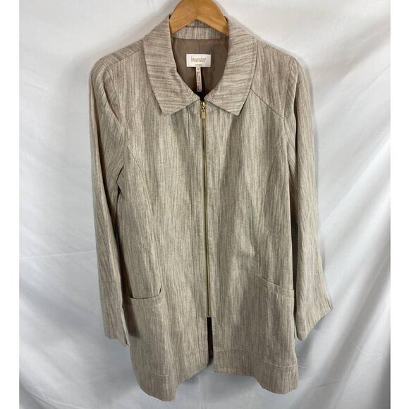 Laundry by Shelli Segal Linen Blend Jacket Tan Size 10 - Picture 1 of 6